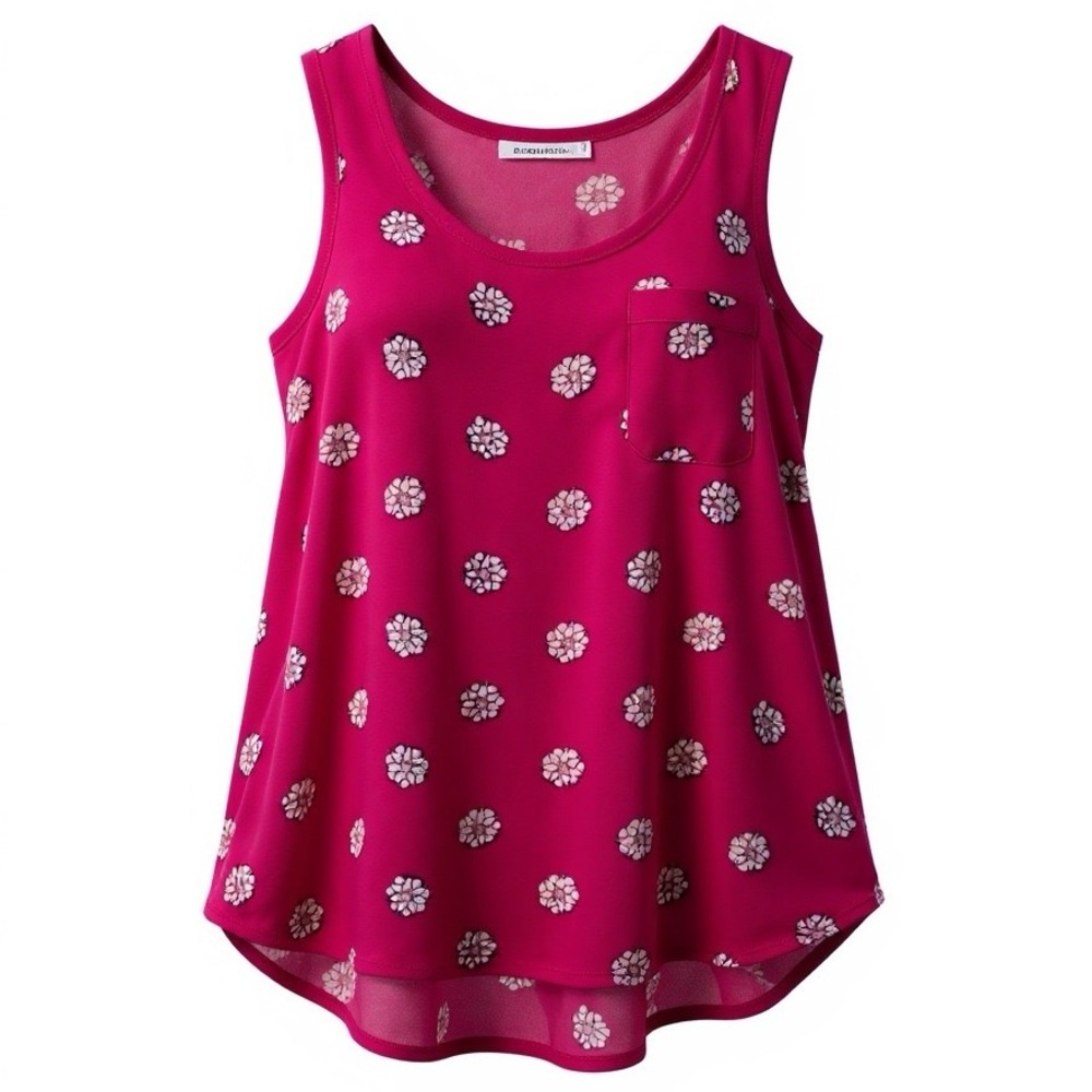 LOFT Pink Floral Pocket Tank Top S Relaxed Sleeveless